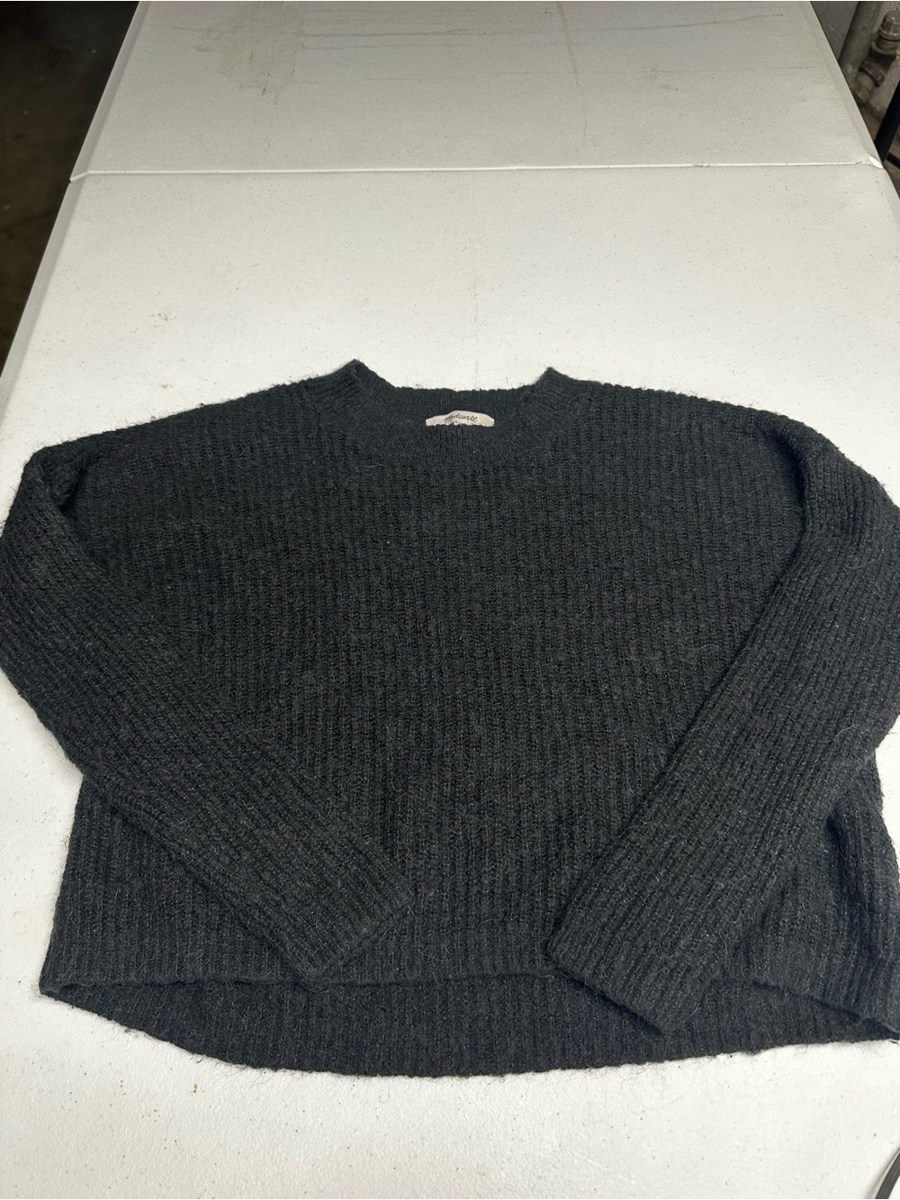 Madewell  women’s Black Crewneck Ribbed Sweater